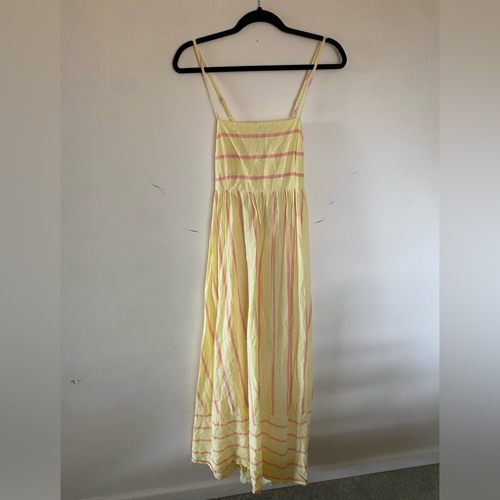 Petal and Pup Yellow and Pink Striped Maxi Dress in 100% Cotton Medium